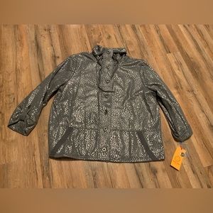 NWT Ruby Red Silver & Grey Button Up Jacket